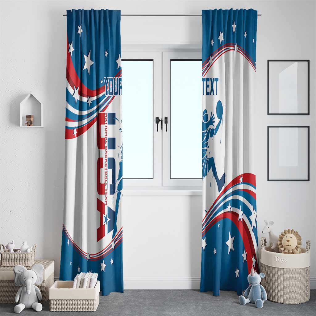 Custom USA Basketball Window Curtain 2024 Go Dream Team Curve Style - Wonder Print Shop