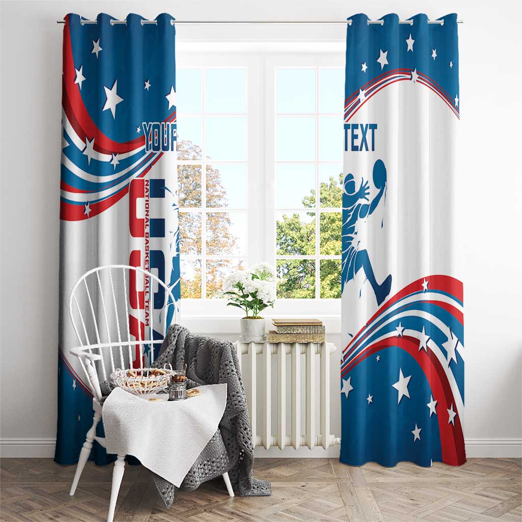 Custom USA Basketball Window Curtain 2024 Go Dream Team Curve Style - Wonder Print Shop