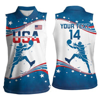 Custom USA Basketball Women Sleeveless Polo Shirt 2024 Go Dream Team Curve Style - Wonder Print Shop