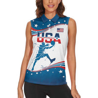 Custom USA Basketball Women Sleeveless Polo Shirt 2024 Go Dream Team Curve Style - Wonder Print Shop