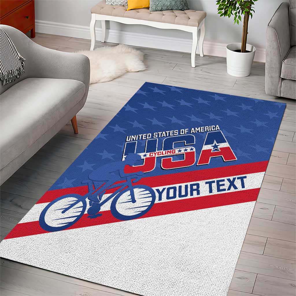 Personalized USA Cycling Area Rug United States Bike Racing Lover - Wonder Print Shop