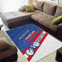 Personalized USA Cycling Area Rug United States Bike Racing Lover - Wonder Print Shop