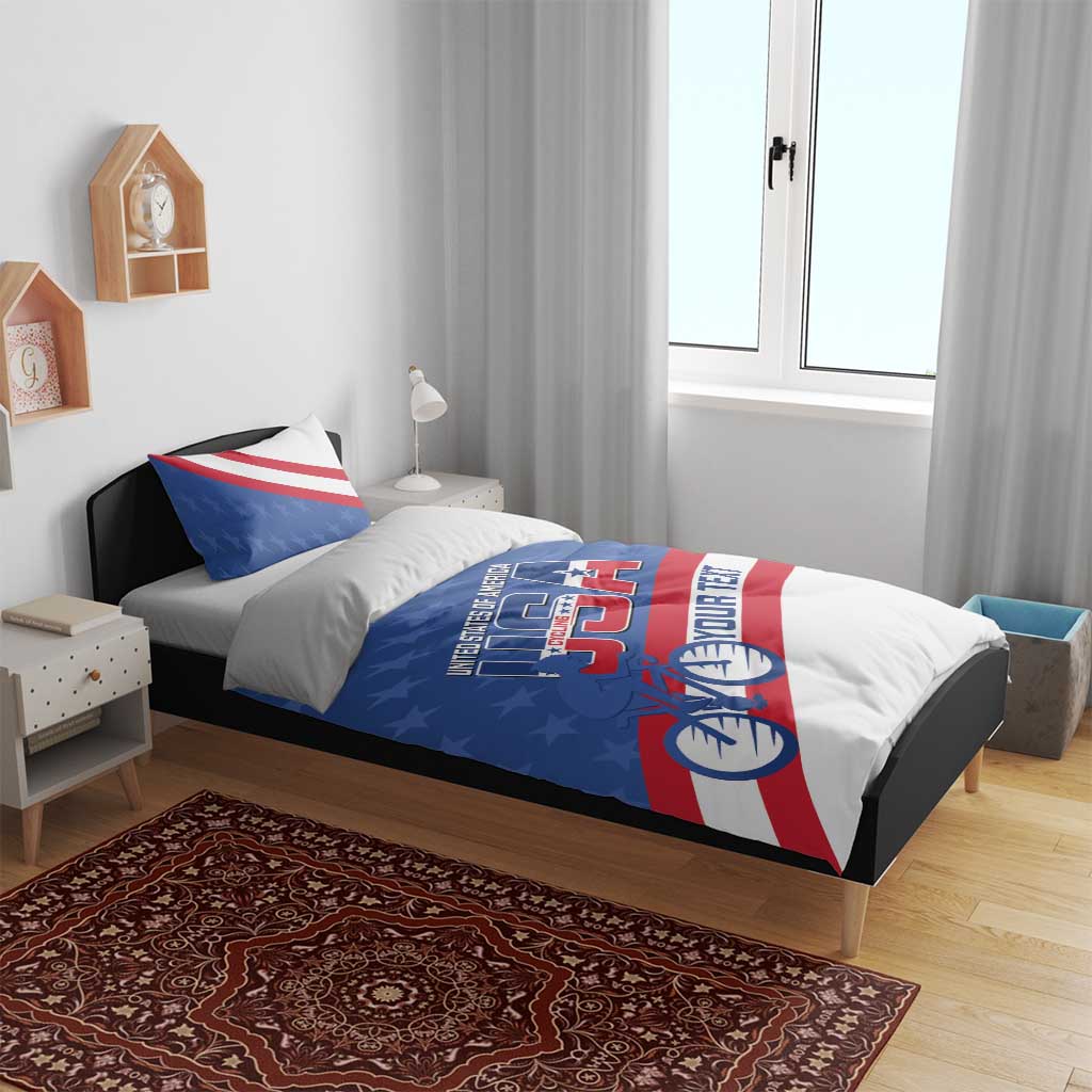 Personalized USA Cycling Bedding Set United States Bike Racing Lover - Wonder Print Shop