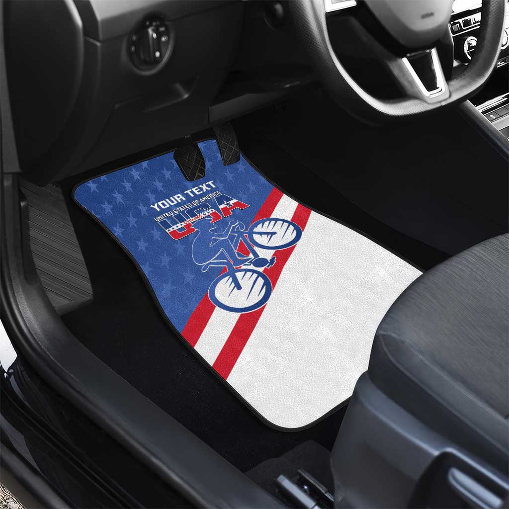 Personalized USA Cycling Car Mats United States Bike Racing Lover - Wonder Print Shop