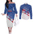 Personalized USA Cycling Couples Matching Off The Shoulder Long Sleeve Dress and Long Sleeve Button Shirt United States Bike Racing Lover