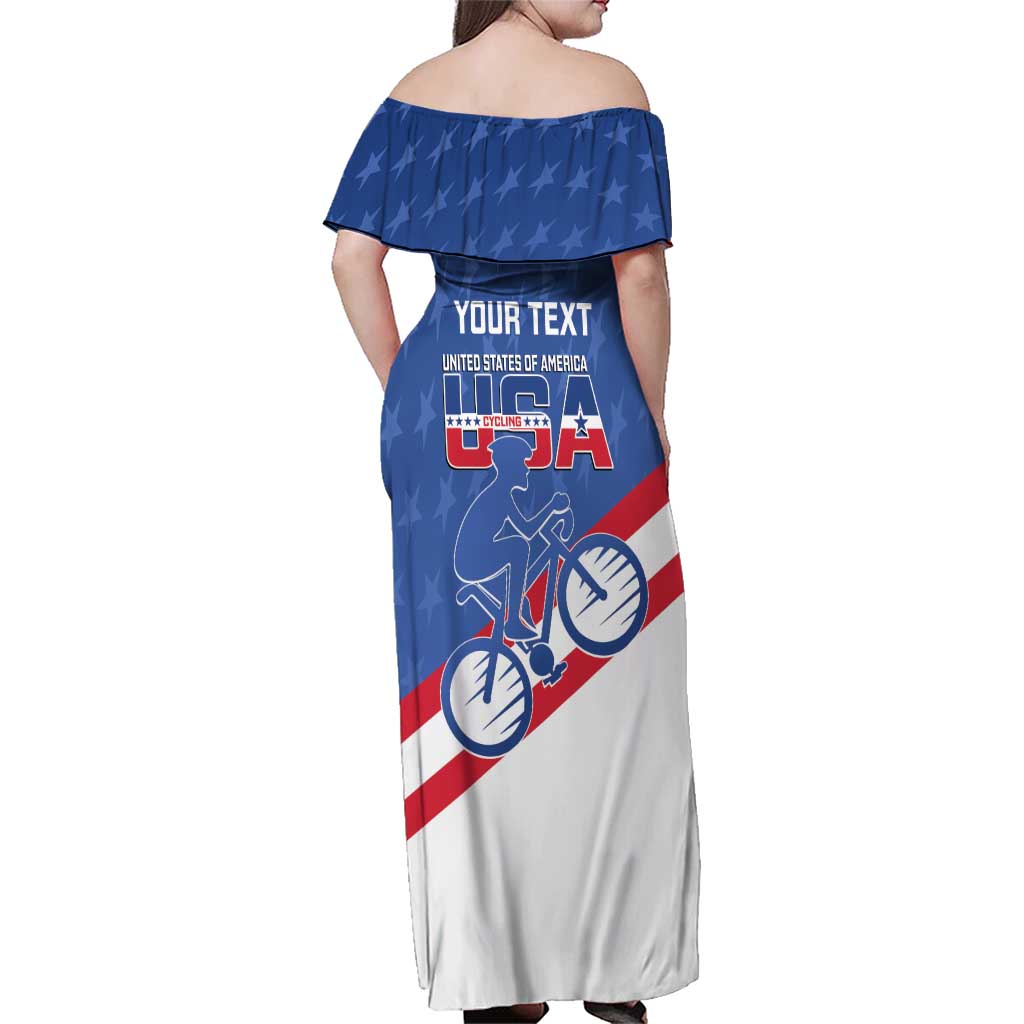 Personalized USA Cycling Family Matching Off Shoulder Maxi Dress and Hawaiian Shirt United States Bike Racing Lover - Wonder Print Shop