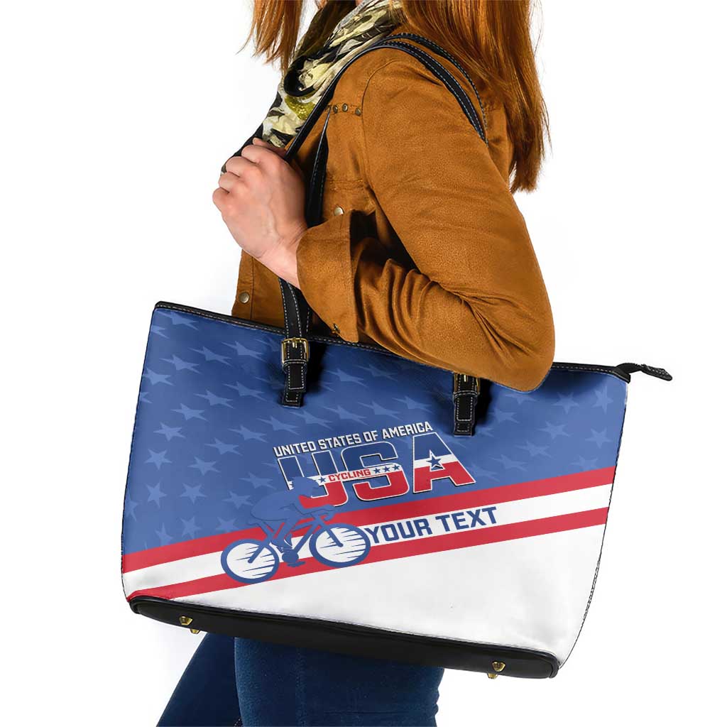 Personalized USA Cycling Leather Tote Bag United States Bike Racing Lover - Wonder Print Shop