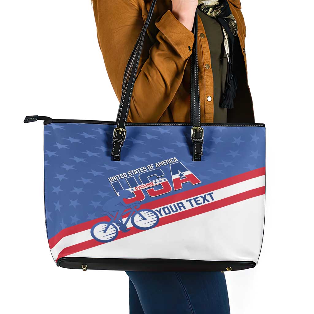 Personalized USA Cycling Leather Tote Bag United States Bike Racing Lover - Wonder Print Shop