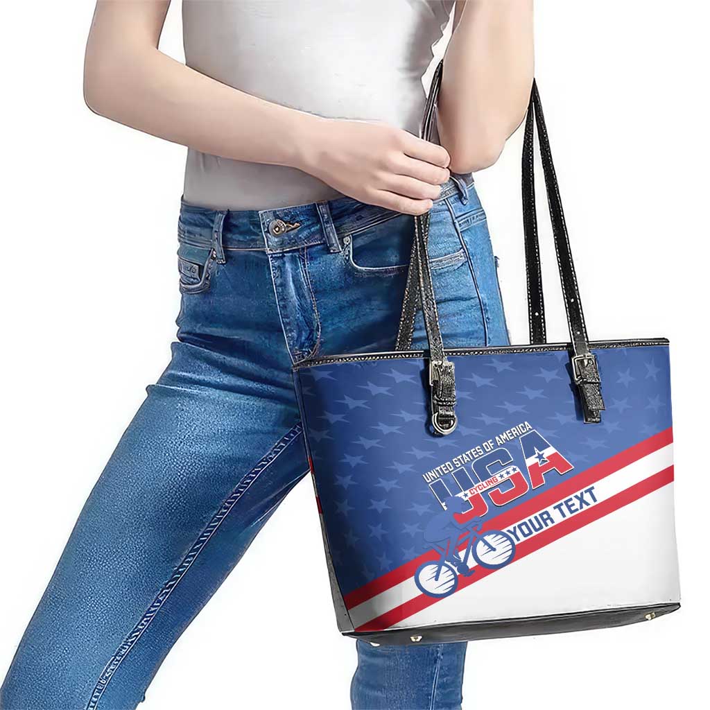 Personalized USA Cycling Leather Tote Bag United States Bike Racing Lover - Wonder Print Shop