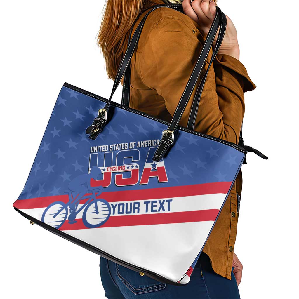 Personalized USA Cycling Leather Tote Bag United States Bike Racing Lover - Wonder Print Shop