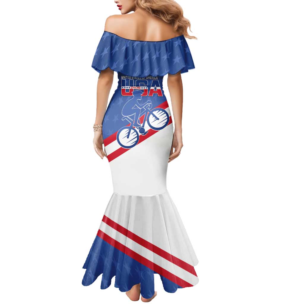 Personalized USA Cycling Mermaid Dress United States Bike Racing Lover - Wonder Print Shop