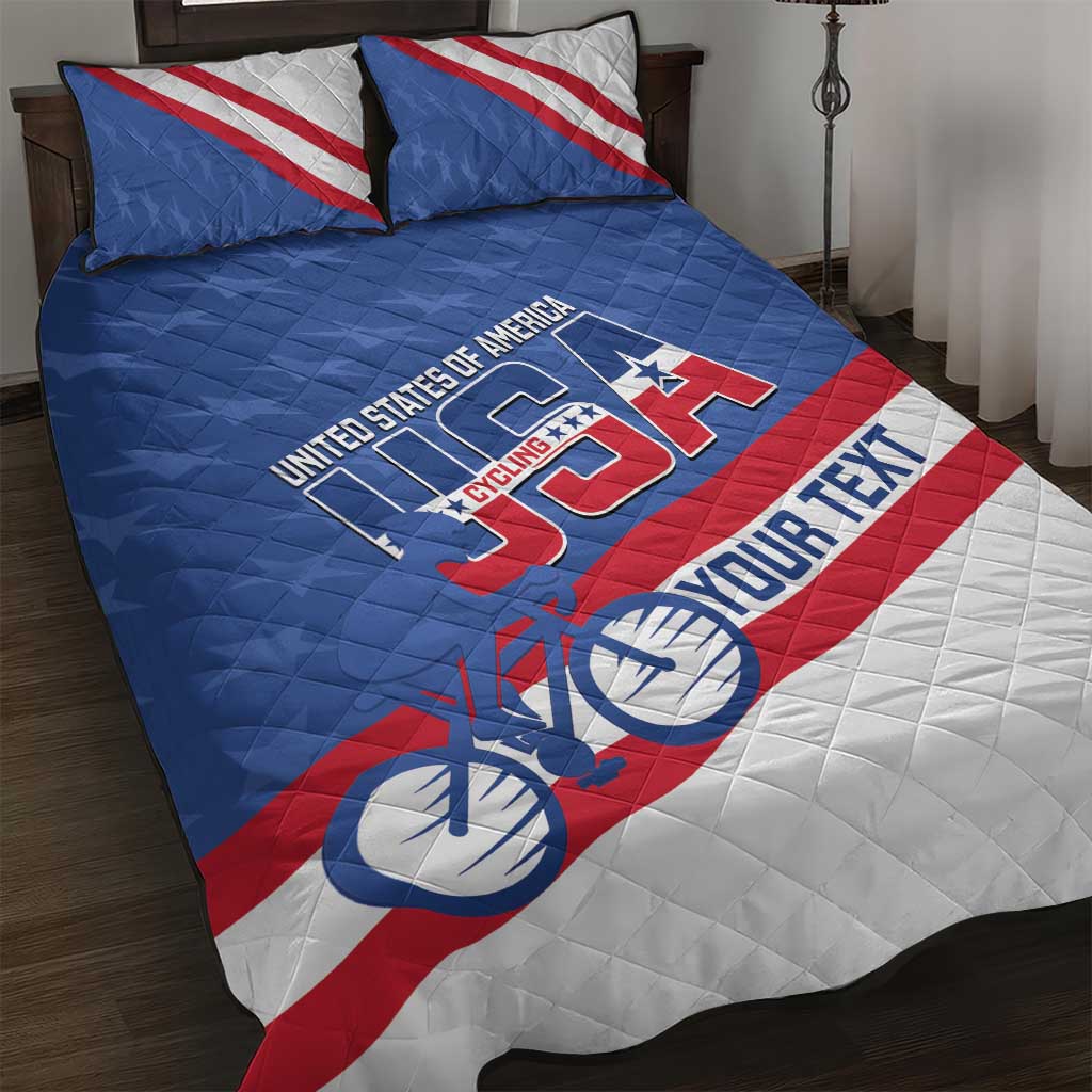 Personalized USA Cycling Quilt Bed Set United States Bike Racing Lover - Wonder Print Shop