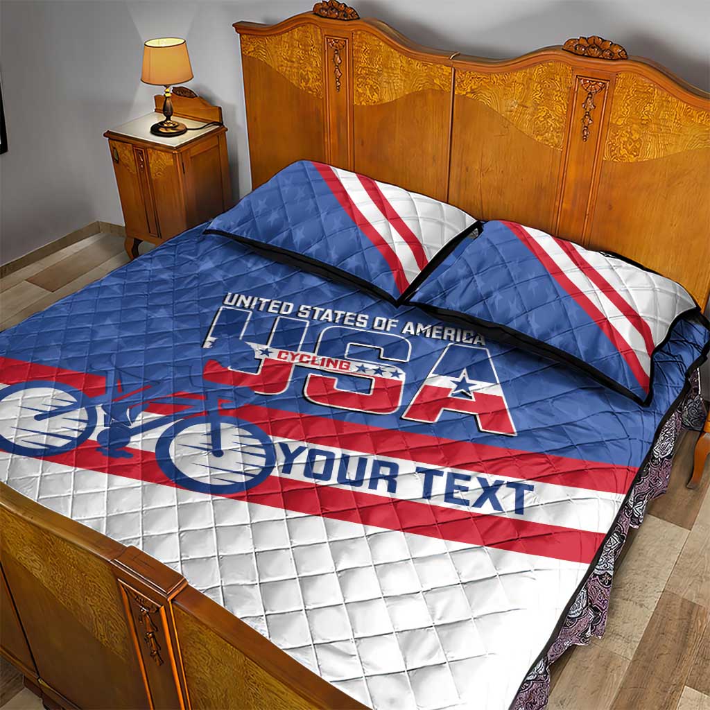 Personalized USA Cycling Quilt Bed Set United States Bike Racing Lover - Wonder Print Shop