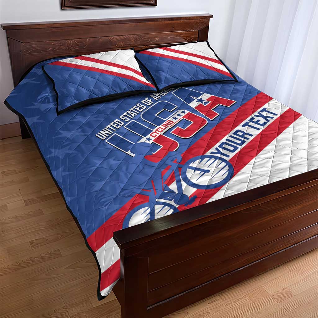 Personalized USA Cycling Quilt Bed Set United States Bike Racing Lover - Wonder Print Shop