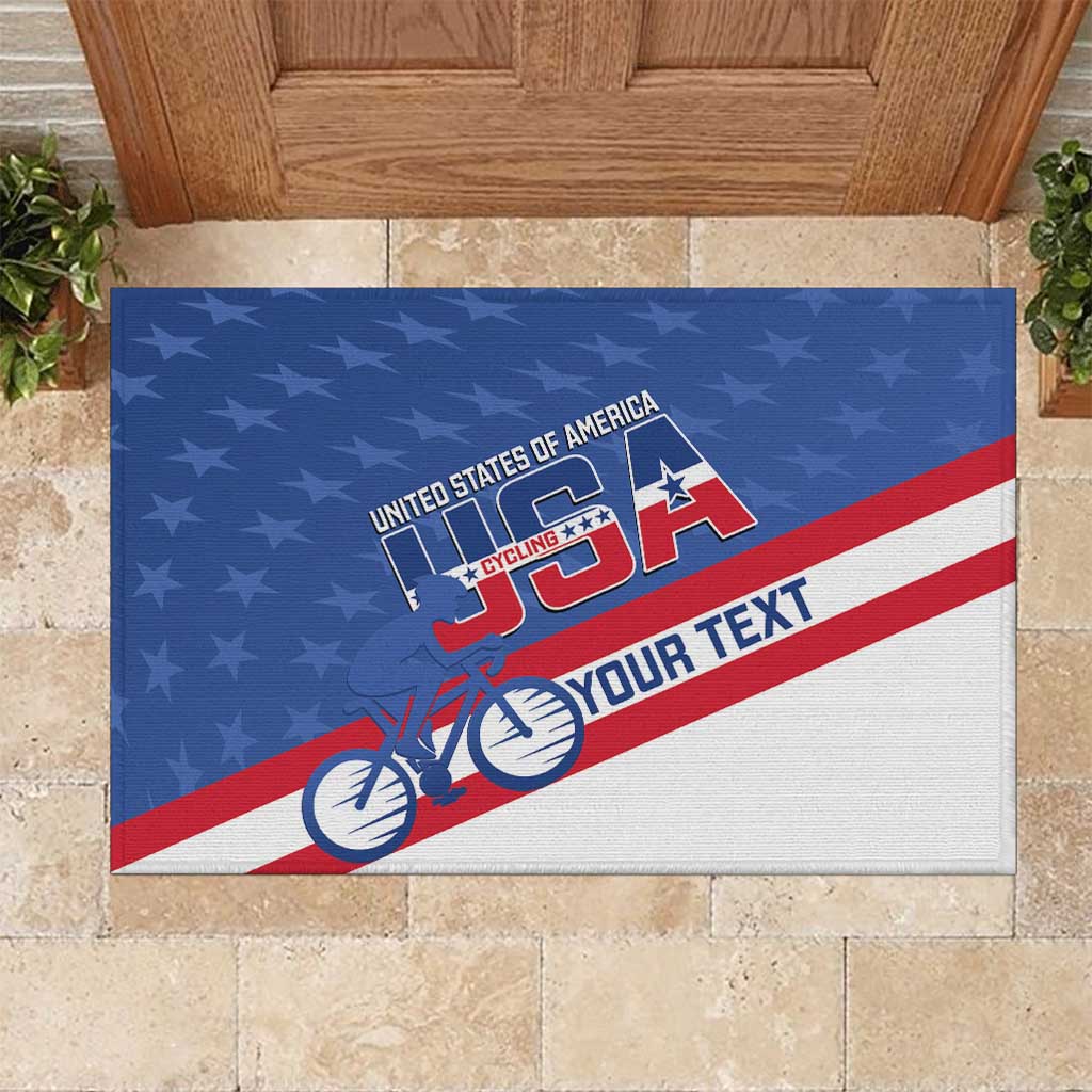 Personalized USA Cycling Rubber Doormat United States Bike Racing Lover - Wonder Print Shop