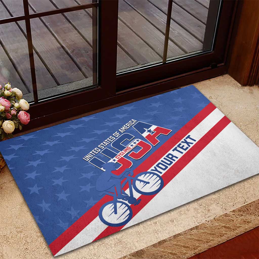 Personalized USA Cycling Rubber Doormat United States Bike Racing Lover - Wonder Print Shop