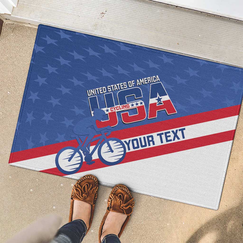 Personalized USA Cycling Rubber Doormat United States Bike Racing Lover - Wonder Print Shop