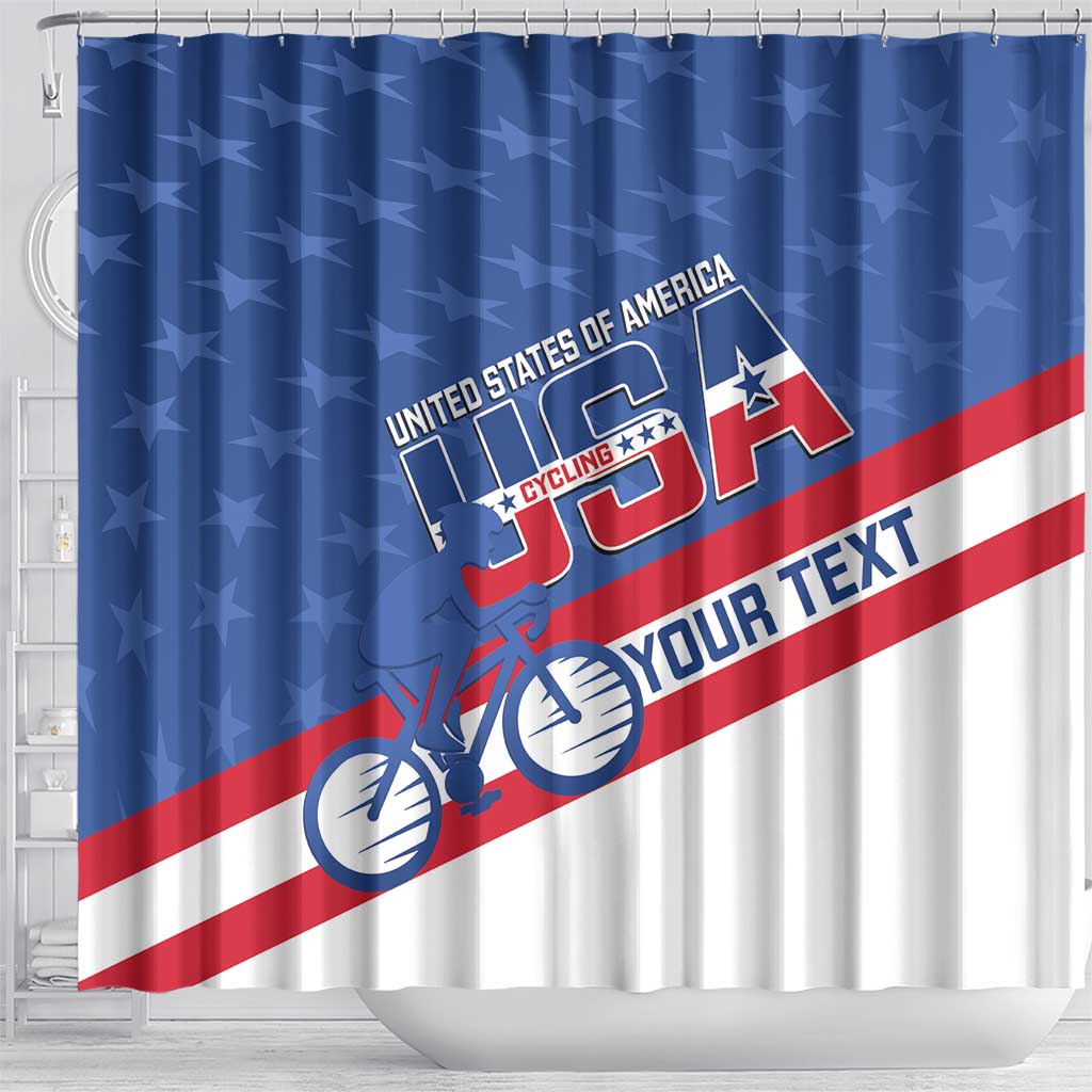 Personalized USA Cycling Shower Curtain United States Bike Racing Lover