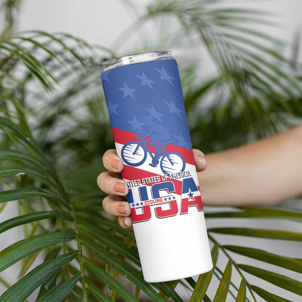 USA Cycling Skinny Tumbler United States Bike Racing Lover - Wonder Print Shop