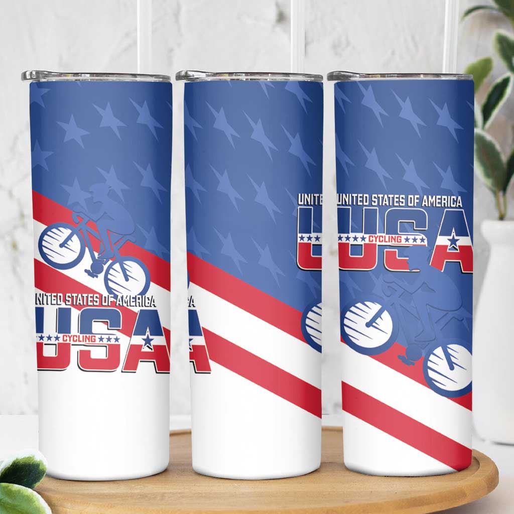 USA Cycling Skinny Tumbler United States Bike Racing Lover - Wonder Print Shop