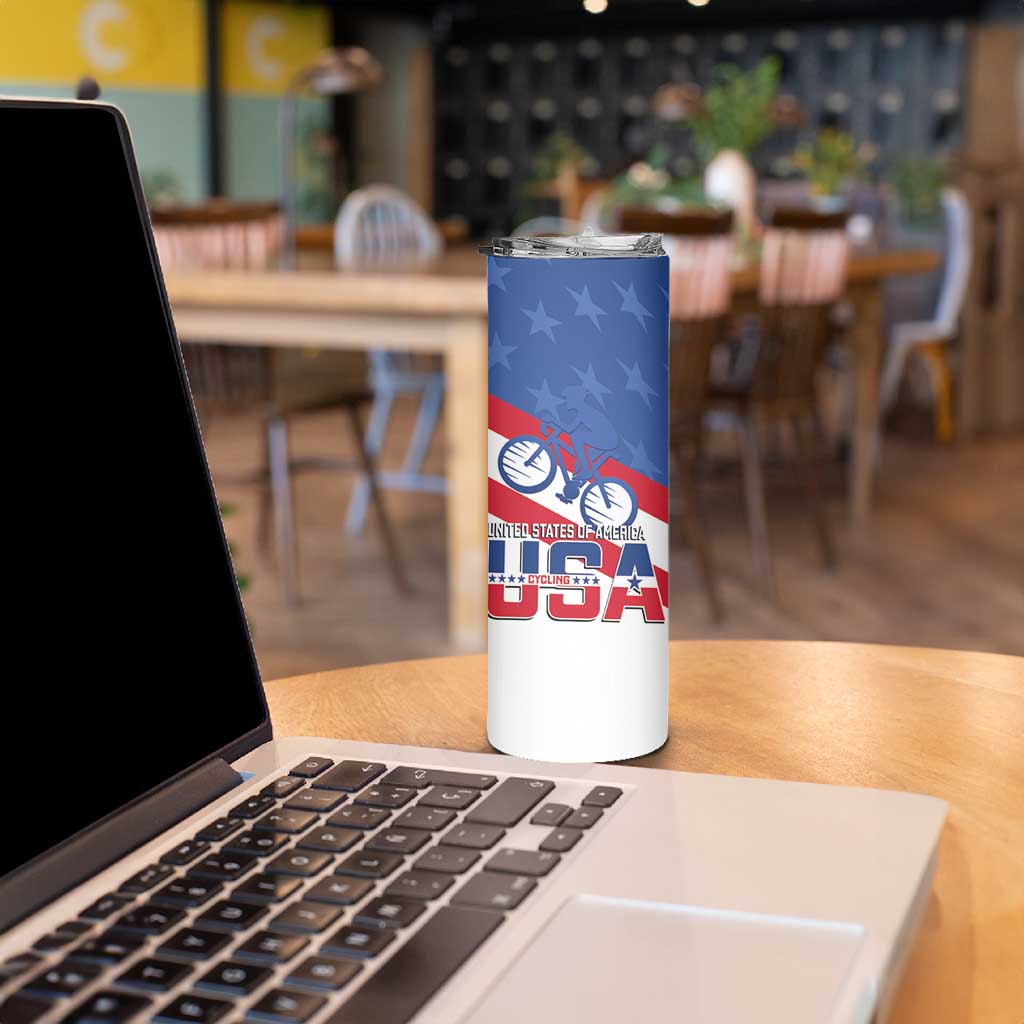 USA Cycling Skinny Tumbler United States Bike Racing Lover - Wonder Print Shop