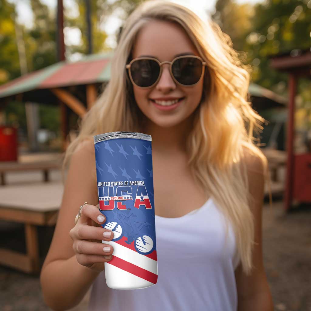 USA Cycling Skinny Tumbler United States Bike Racing Lover - Wonder Print Shop