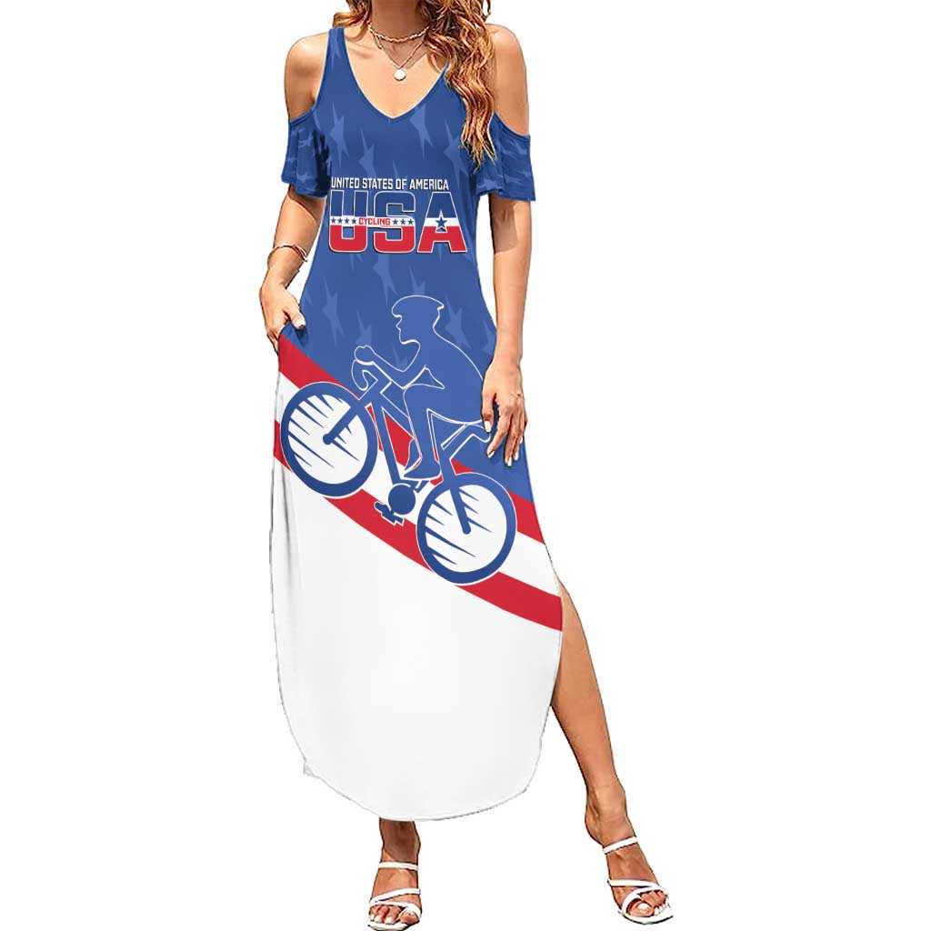 Personalized USA Cycling Summer Maxi Dress United States Bike Racing Lover - Wonder Print Shop