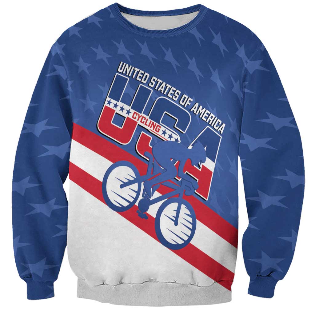 Personalized USA Cycling Sweatshirt United States Bike Racing Lover - Wonder Print Shop