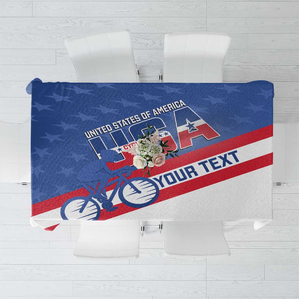 Personalized USA Cycling Tablecloth United States Bike Racing Lover - Wonder Print Shop