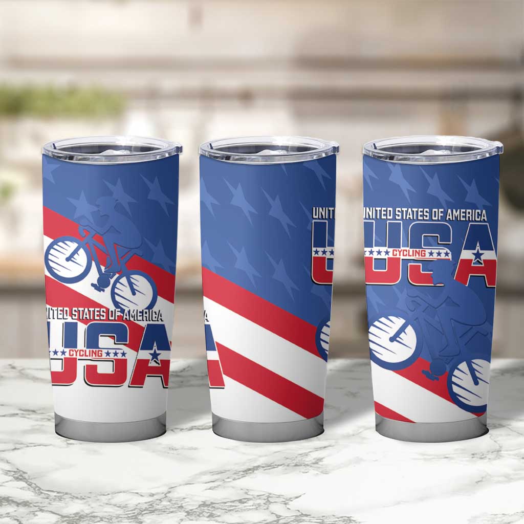 USA Cycling Tumbler Cup United States Bike Racing Lover - Wonder Print Shop