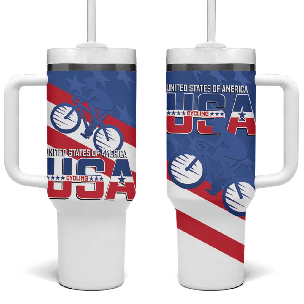 USA Cycling Tumbler With Handle United States Bike Racing Lover - Wonder Print Shop