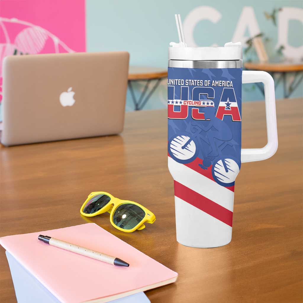 USA Cycling Tumbler With Handle United States Bike Racing Lover - Wonder Print Shop