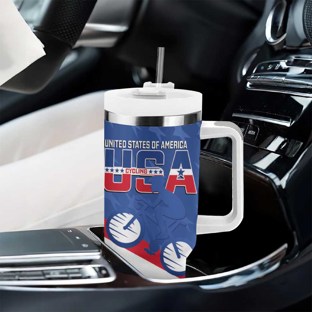 USA Cycling Tumbler With Handle United States Bike Racing Lover - Wonder Print Shop
