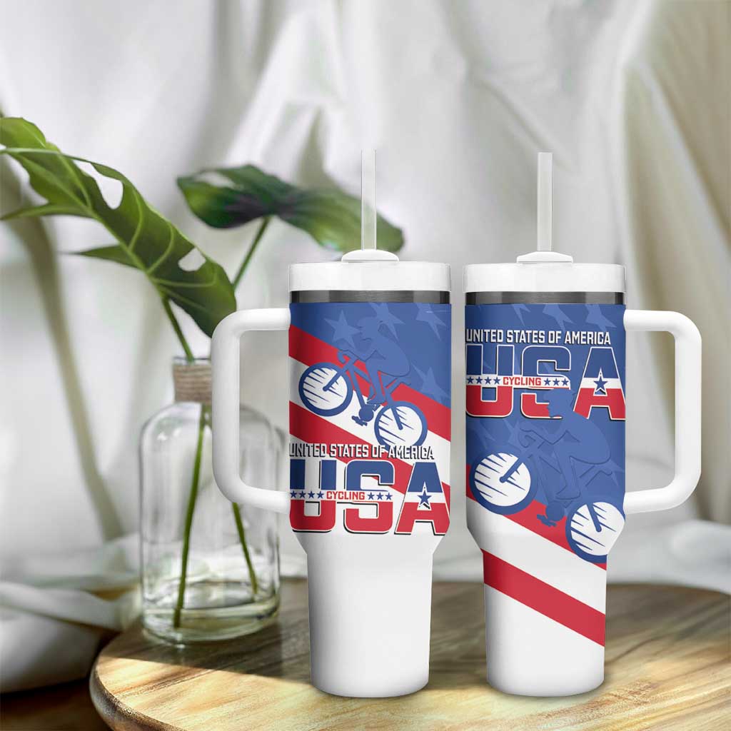 USA Cycling Tumbler With Handle United States Bike Racing Lover - Wonder Print Shop