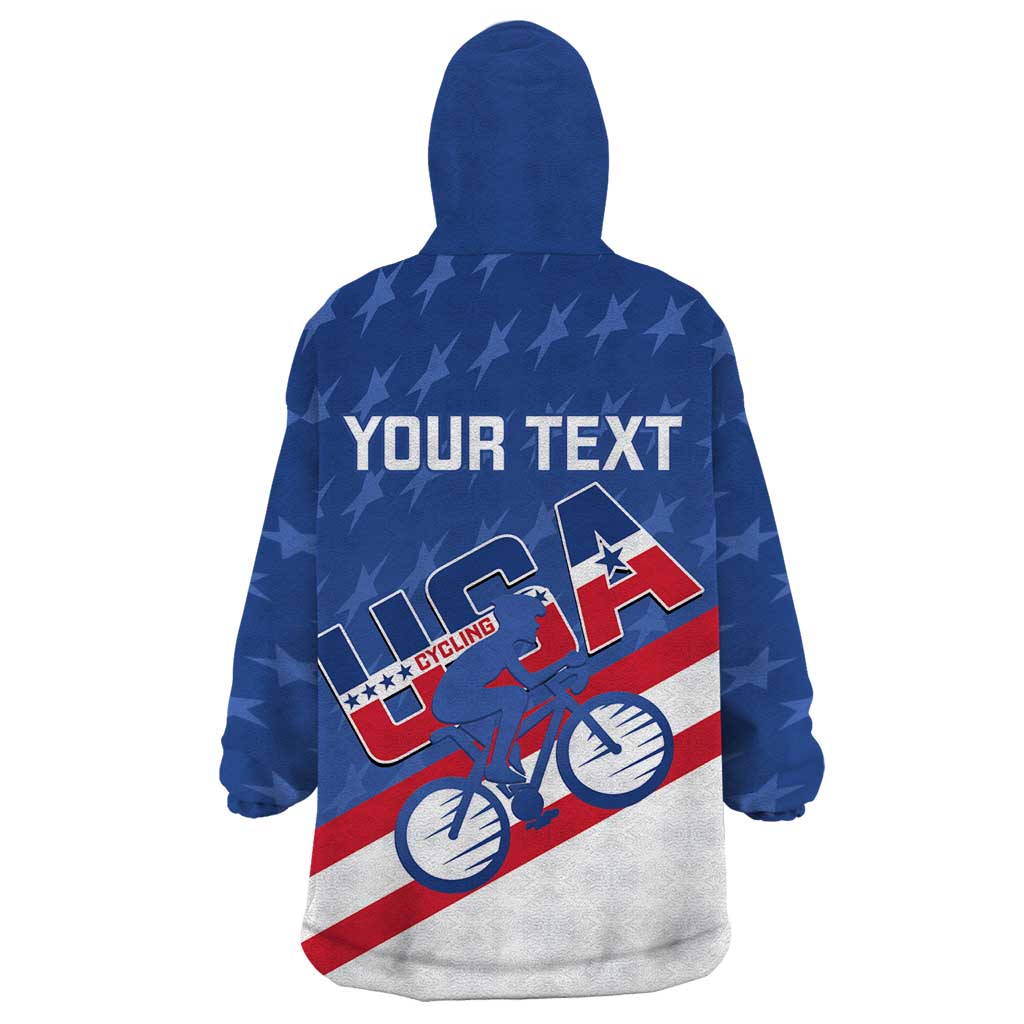 Personalized USA Cycling Wearable Blanket Hoodie United States Bike Racing Lover - Wonder Print Shop