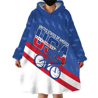 Personalized USA Cycling Wearable Blanket Hoodie United States Bike Racing Lover - Wonder Print Shop