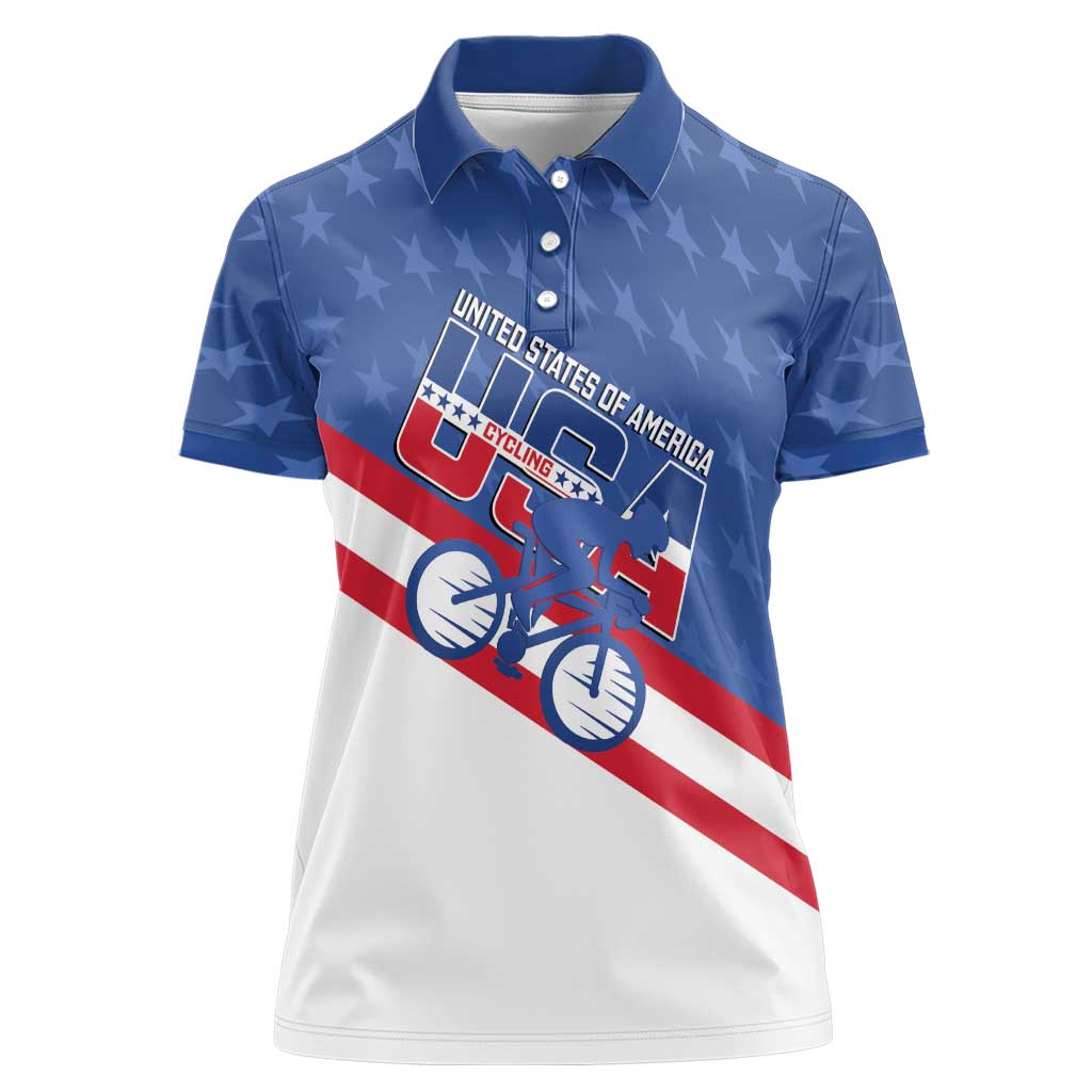 Personalized USA Cycling Women Polo Shirt United States Bike Racing Lover - Wonder Print Shop