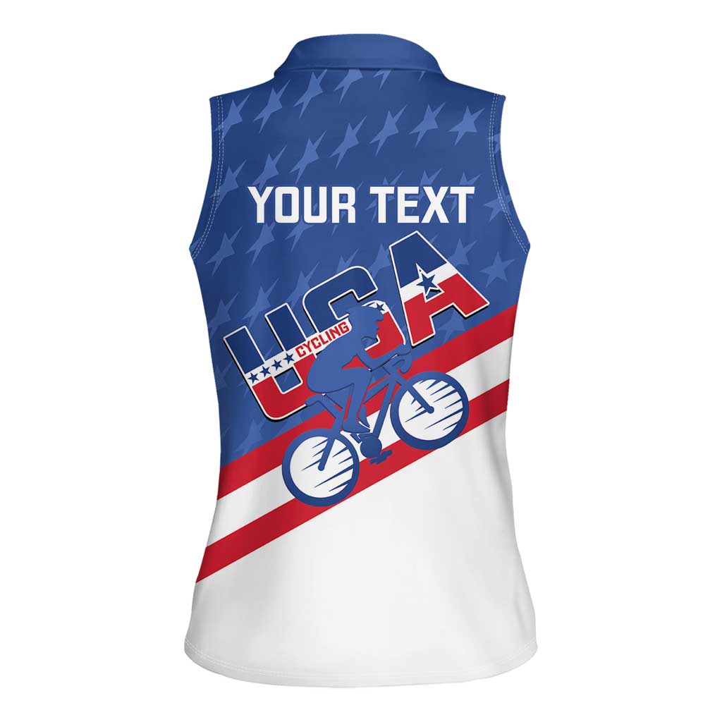 Personalized USA Cycling Women Sleeveless Polo Shirt United States Bike Racing Lover - Wonder Print Shop