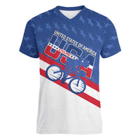 Personalized USA Cycling Women V-Neck T-Shirt United States Bike Racing Lover - Wonder Print Shop