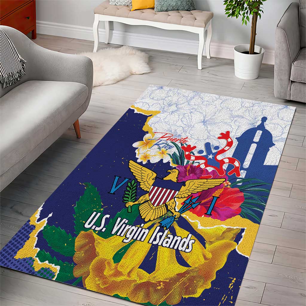 US Virgin Islands - Puerto Rico Day Area Rug Boricua Coqui Yellow-colored Eagle - Wonder Print Shop