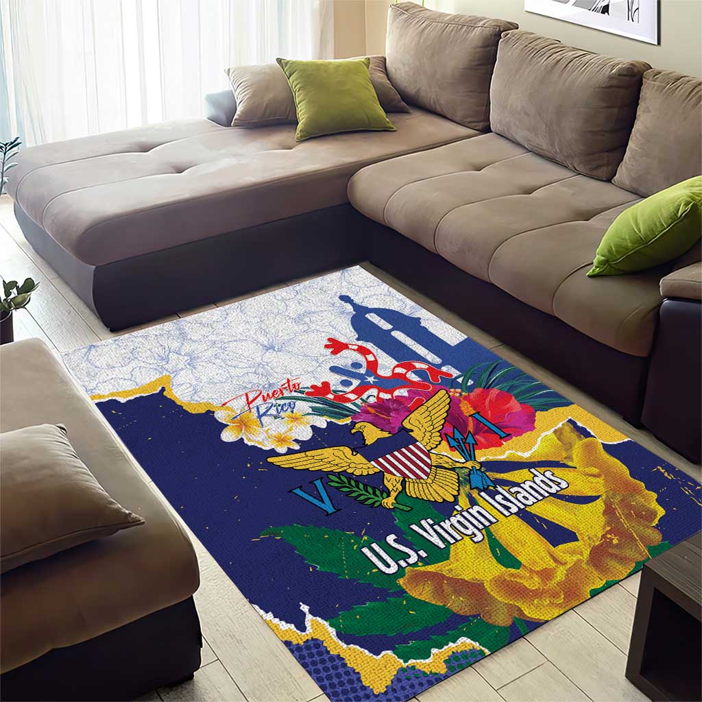 US Virgin Islands - Puerto Rico Day Area Rug Boricua Coqui Yellow-colored Eagle - Wonder Print Shop