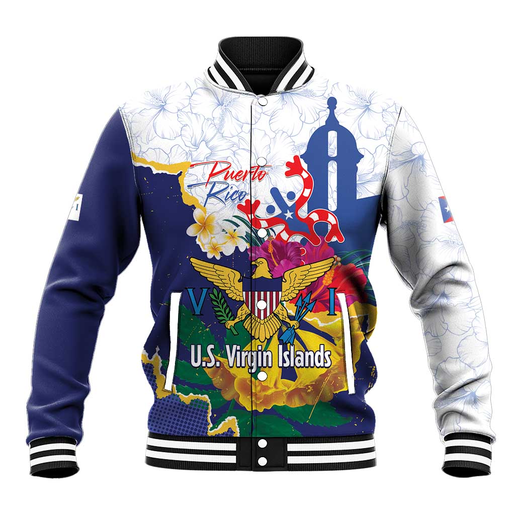 US Virgin Islands - Puerto Rico Day Baseball Jacket Boricua Coqui Yellow-colored Eagle - Wonder Print Shop