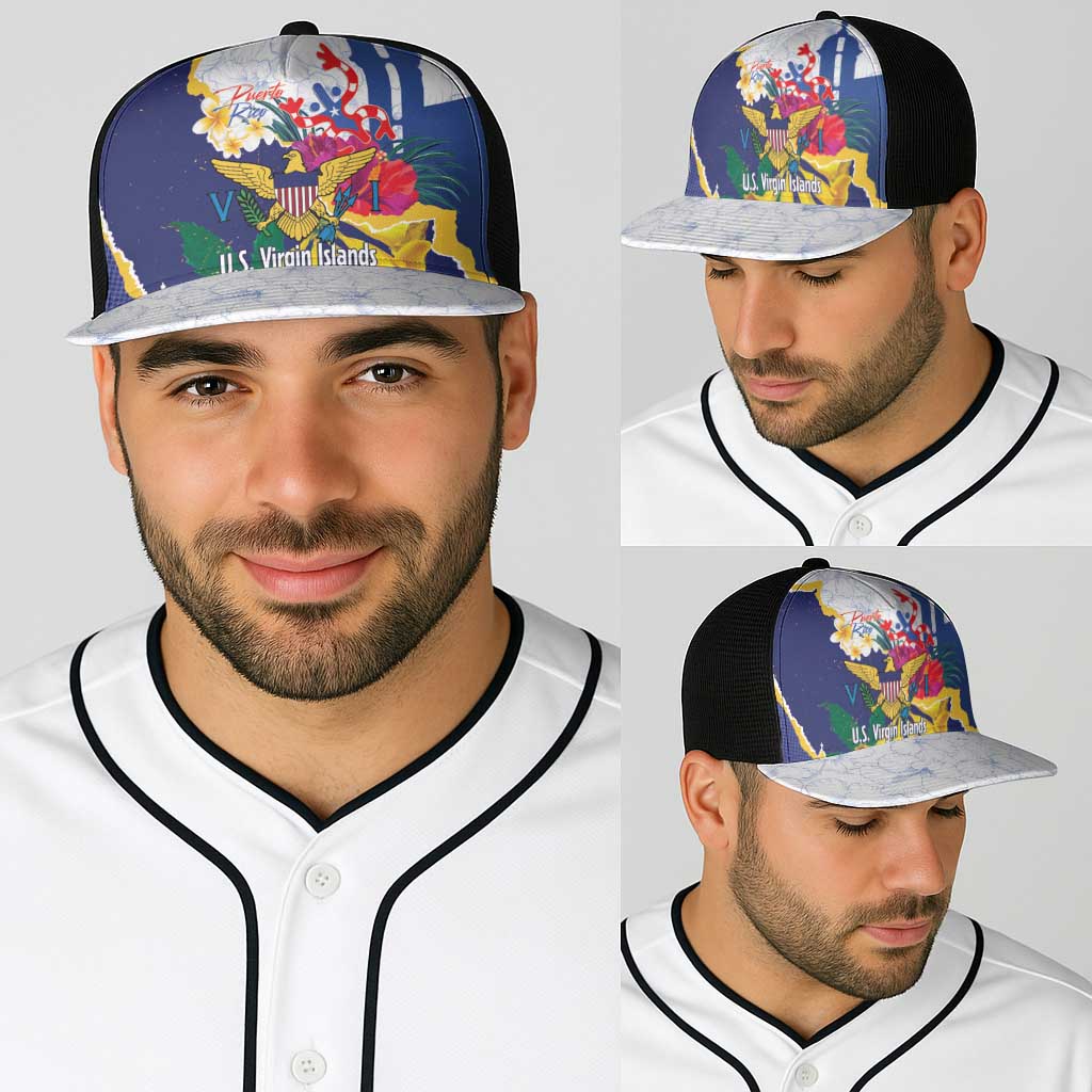 US Virgin Islands - Puerto Rico Day Baseball Net Cap Boricua Coqui Yellow-colored Eagle - Wonder Print Shop
