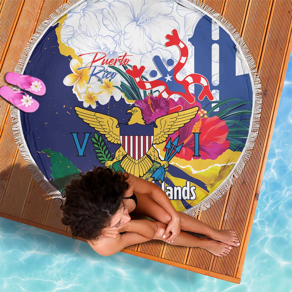 US Virgin Islands - Puerto Rico Day Beach Blanket Boricua Coqui Yellow-colored Eagle - Wonder Print Shop