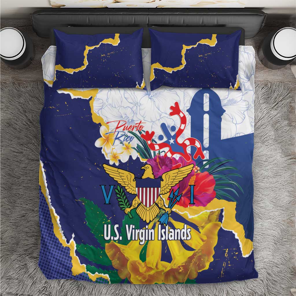 US Virgin Islands - Puerto Rico Day Bedding Set Boricua Coqui Yellow-colored Eagle - Wonder Print Shop