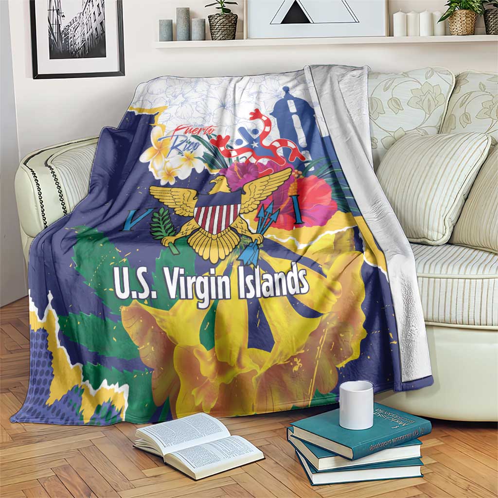 US Virgin Islands - Puerto Rico Day Blanket Boricua Coqui Yellow-colored Eagle - Wonder Print Shop
