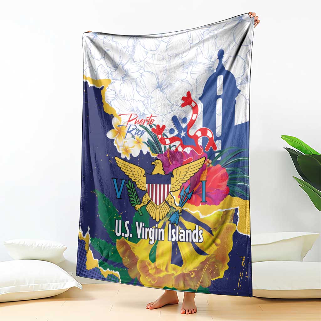 US Virgin Islands - Puerto Rico Day Blanket Boricua Coqui Yellow-colored Eagle - Wonder Print Shop