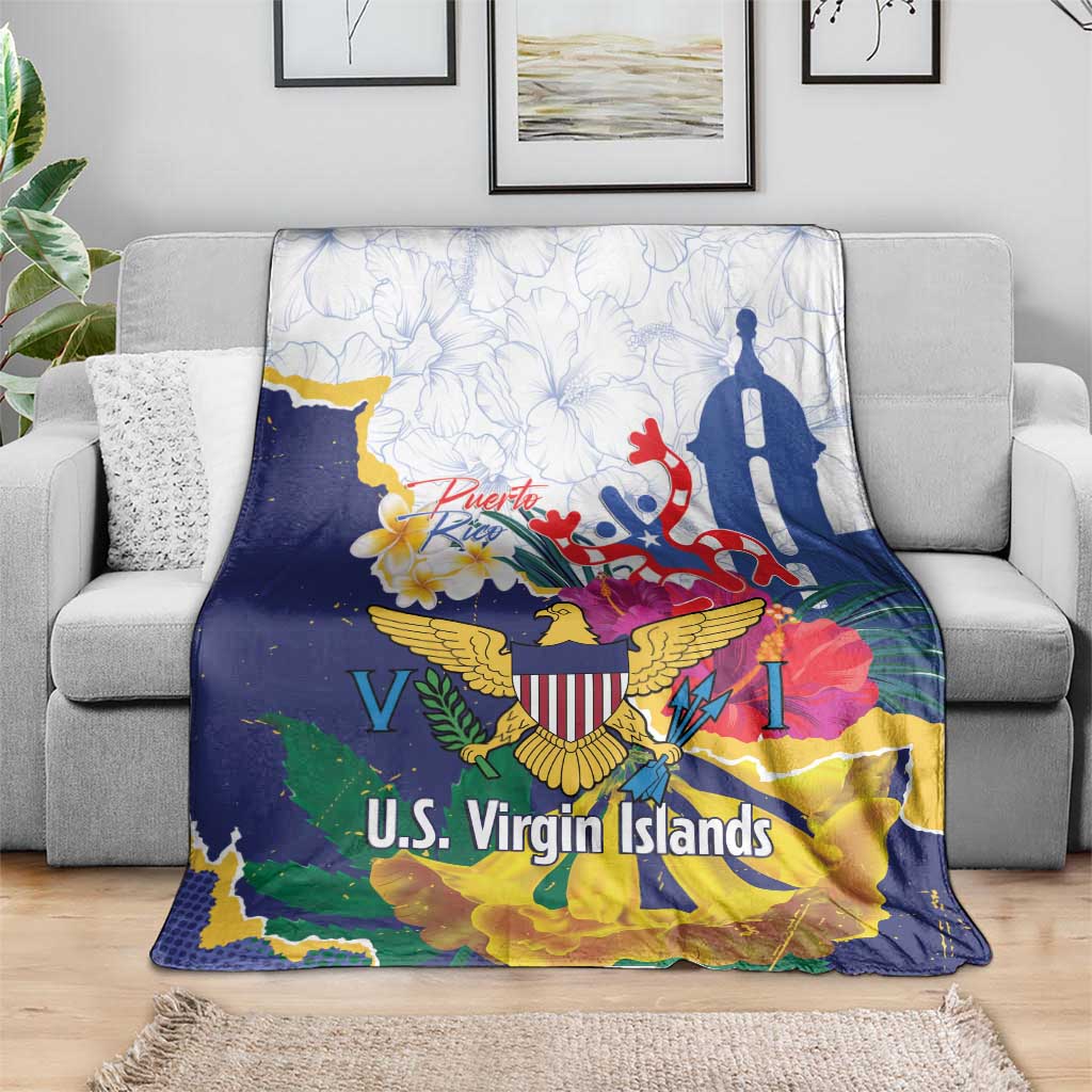 US Virgin Islands - Puerto Rico Day Blanket Boricua Coqui Yellow-colored Eagle - Wonder Print Shop