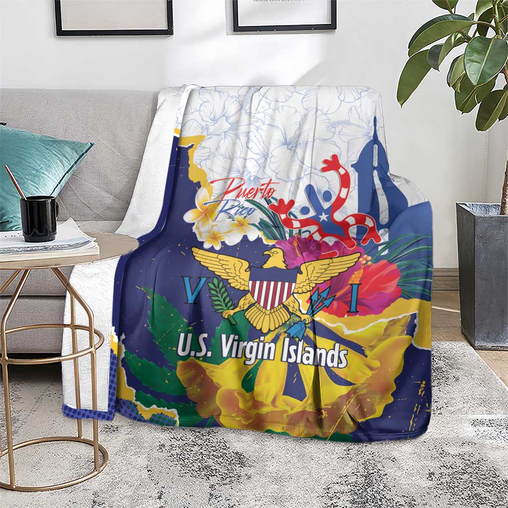 US Virgin Islands - Puerto Rico Day Blanket Boricua Coqui Yellow-colored Eagle - Wonder Print Shop