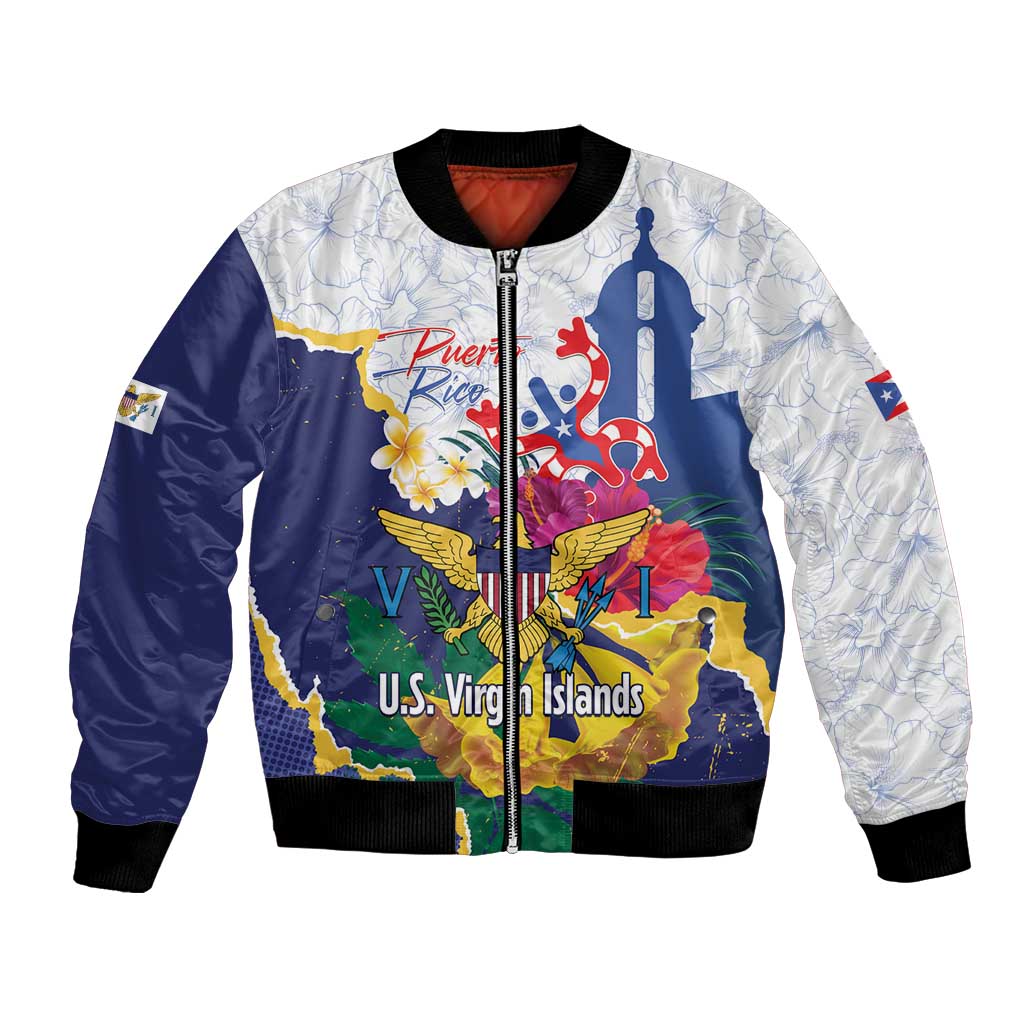 US Virgin Islands - Puerto Rico Day Bomber Jacket Boricua Coqui Yellow-colored Eagle - Wonder Print Shop